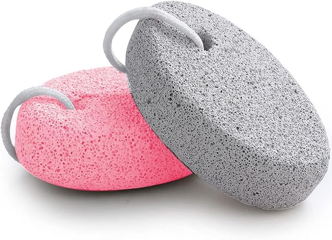 Natural Foot Pumice Stone for Feet, Borogo 2-Pack Lava Pedicure Tools Hard Skin Callus Remover for Feet and Hands - White&Red