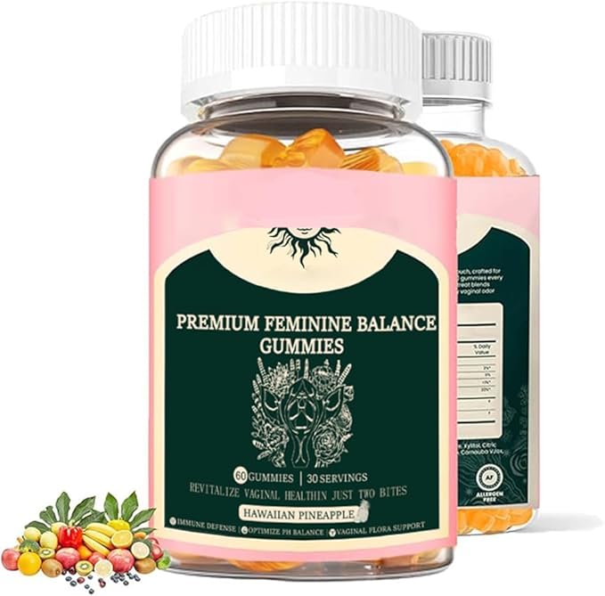Feminine Balance Gummies, Hawaiian Pineapple, Vegan, Gluten-Free,Support Women's Health, 60 Gummies1