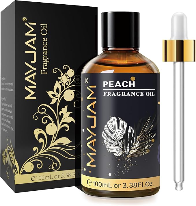 100ML/3.38FL.OZ Peach Fragrance Oils with Glass Dropper, Essential Oils for Diffusers for Home, Long Lasting Scented Oils for Diffusers Soap Candle Making