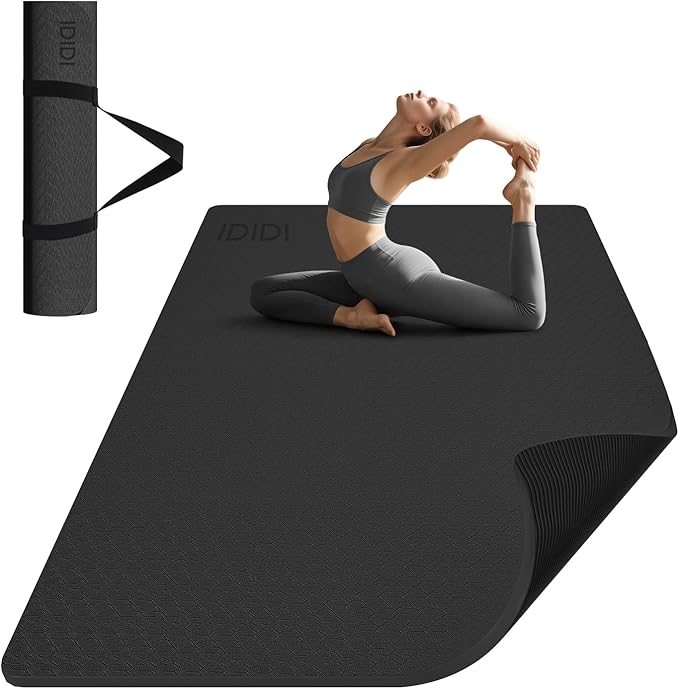 8mm Large Yoga Mat (6'x 4') - Extra Long and Wide 72 x 48 x 0.32 inches, Non-Slip POE Fitness Mat, Eco-Friendly, Thick Wide Exercise Mat for Home Workouts,Ideal for Yoga and Pilates.