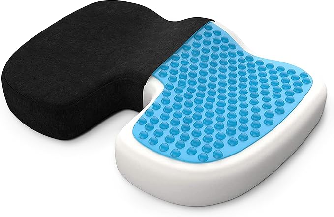 Seat Cushion for Office Chair – Memory Foam Seat Cushion for Tailbone, Coccyx & Sciatica Relief – Ergonomic Desk, Car, Wheelchair & Travel Pillow – Washable Cover for Back Support & Sitting Comfort
