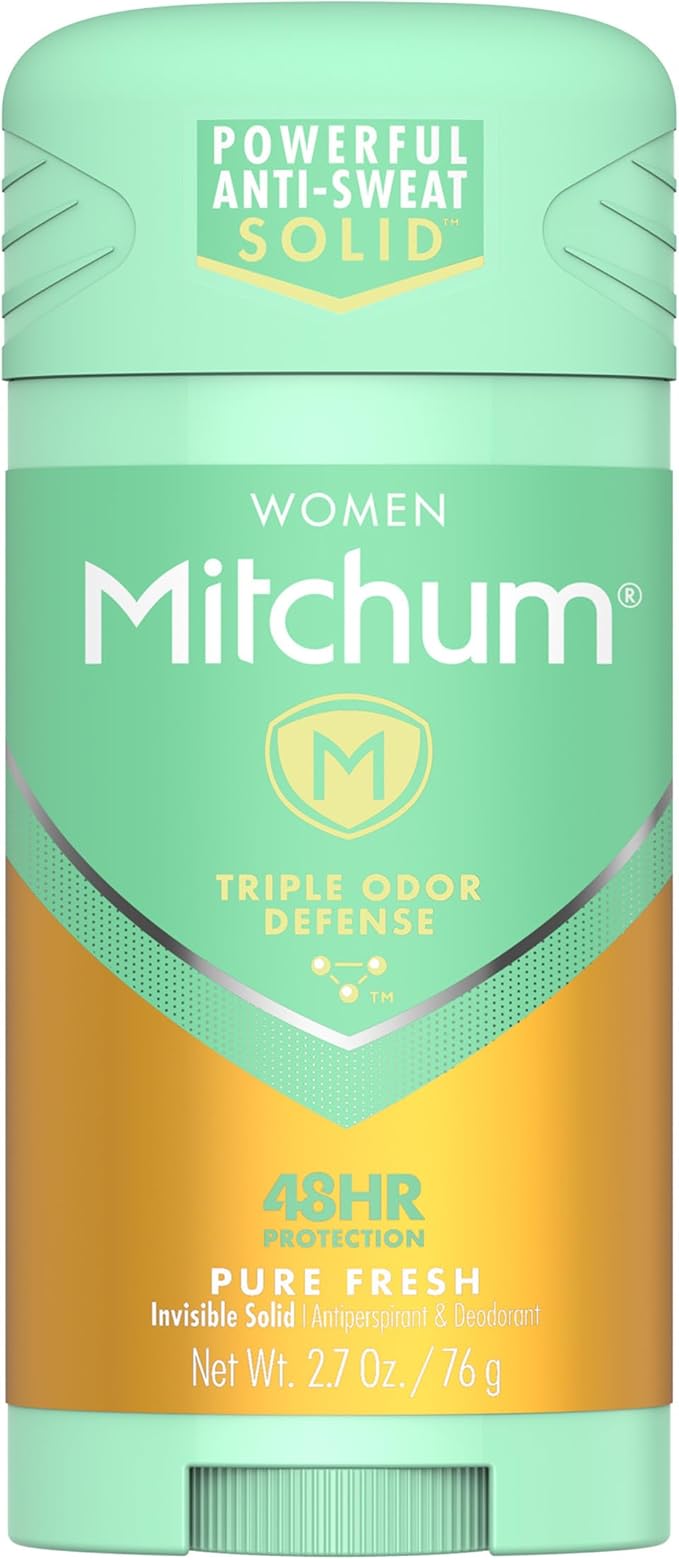 Mitchum Women Triple Odor Defense Invisible Solid Antiperspirant Deodorant, Pure Fresh, 2.7 oz
