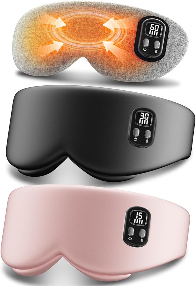 Heated Eye Mask - Cordless Eye Mask for Dry Eyes |4 Heating Levels |Timer Shutoff Functions|Washable Dry Eye Relief|1500mAh|Sleep & Travel Essential|Silk Fabric