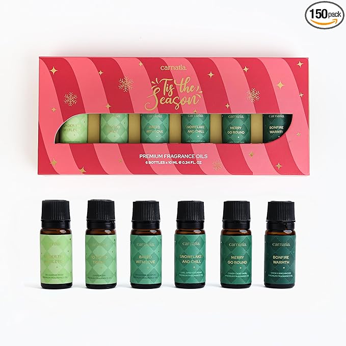 Carnatia Christmas Aroma Oil Set – 6 Cozy & Uplifting Scents for Diffusers, Relaxation & a Warm, Inviting Atmosphere | Festive Essential Oils for Home & Holiday Gifting!