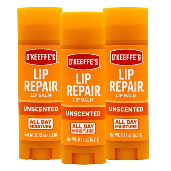 O'Keeffe's Lip Repair Unscented Lip Balm for Dry, Cracked Lips - Stick (3 Pack) - Moisturizer for Very Dry Lips
