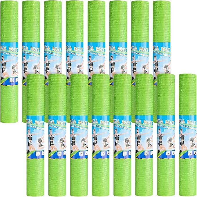 Funtery 16 Pack 3 mm Thick Yoga Mat Exercise Workout Mat Non Slip Fitness Pad for Women Gym Home Yoga Pilates