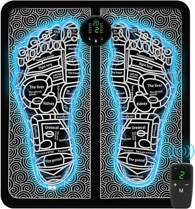 Portable MHD EMS TENS Foot Massager for Plantar Fasciitis & Neuropathy Pain Relief - Deep Tissue Electric Muscle Stimulator, Adjustable Intensity, Lightweight Design for Home, Travel, Office Use