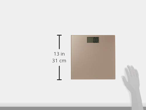 Taylor Digital Scales for Body Weight, Highly Accurate 400 LB Capacity, Durable Glass Platform 11.8 x 11.8 Inches, Easy to Read 3.2 Inches x 1.5 Inches Display, Champagne