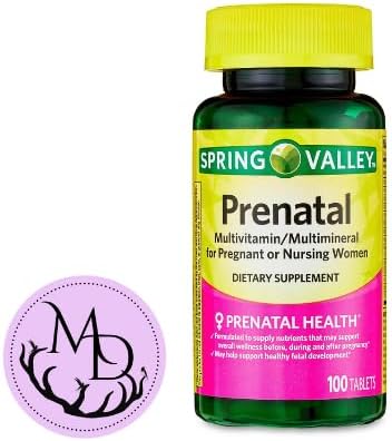 Spring Valley Prenatal Multivitamin/Multimineral for Pregnant and Nursing Women Dietary Supplement Tablets, 100 Count +Sticker, Dri Store.