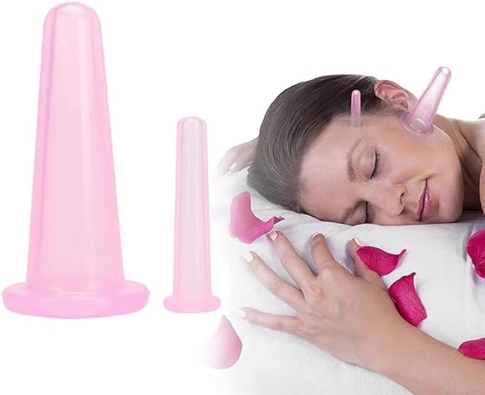 4Pcs Massage Cupping Set Silicone Mini Facial Cups Face Massager Helper Skin Care Neck Back Eyes Massaging Cup Safe to Use, Don't Worry About Burns Health Care Products (Blue)
