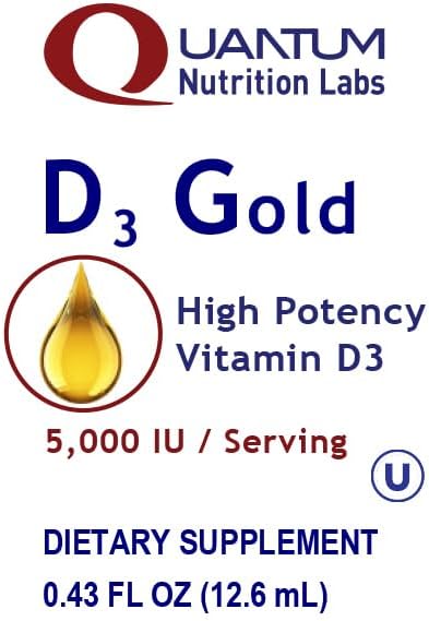 QNL D3 Gold - Vitamin D Liquid Drops - Bone Strength Supplement - Offers Cardiovascular & Immune Support - Premium Health & Wellness Product - 0.43 fl oz