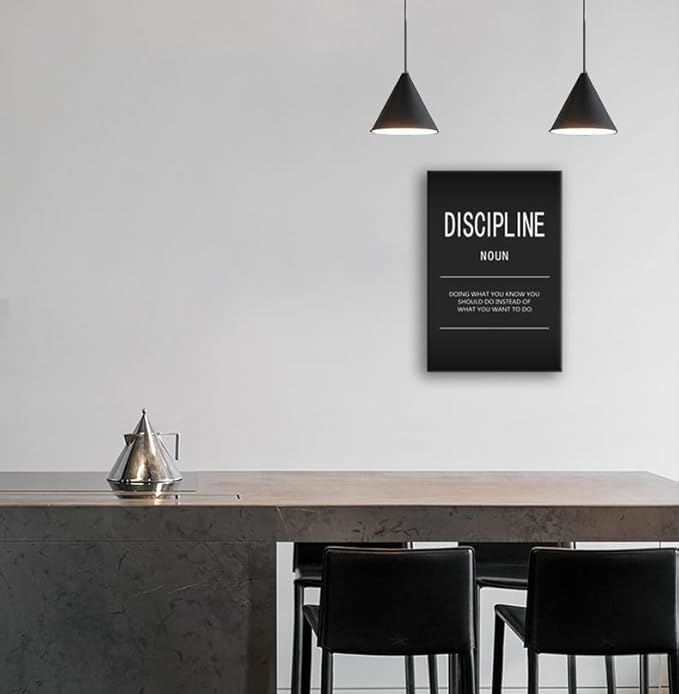 Inspirational Canvas Wall Art Inspiring Painting Prints Motivational Entrepreneur Quotes Discipline Noun Posters Inspiration Office Home Decor Artwork Living Room Framed Ready to Hang[12" W X 18" H]
