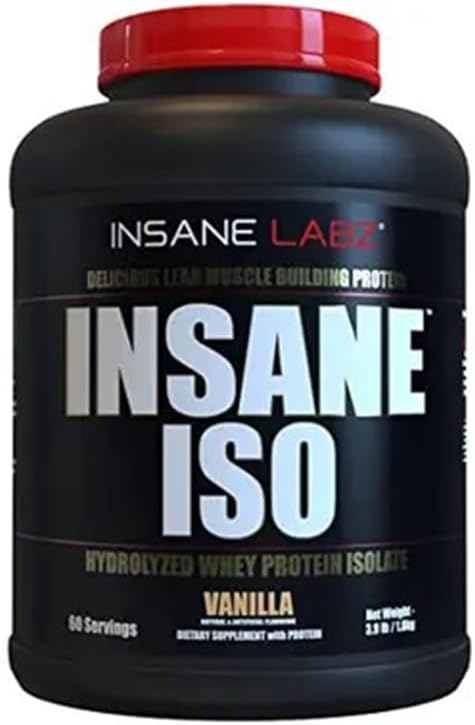 Insane Labz Insane ISO Whey Protein Powder Featuring 25g of Hydrolyzed Whey Isolate, 60 Servings, Vanilla