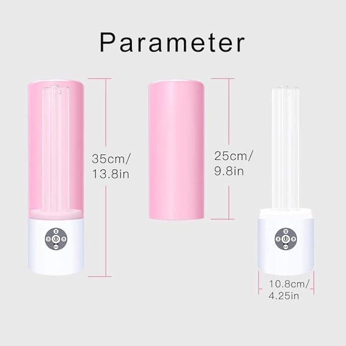UV Light Sanitizer, 55w 254nm UVC Lamp for Room Surface Disinfection, Kills Bacteria Molds Dust Mites up to 750 sqft, Home/School/Hotel/Travel, 1Y warranty (Pink Ozone Free)