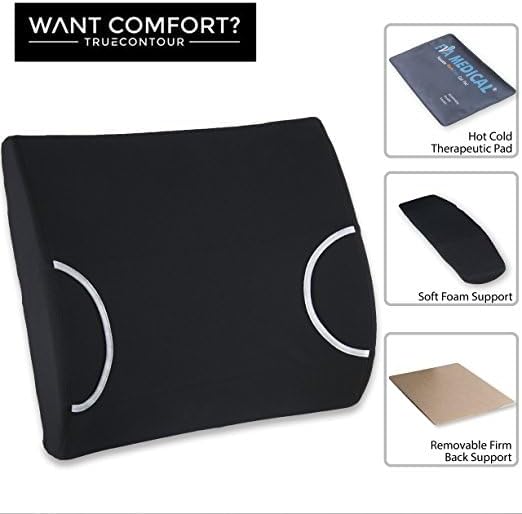 FSA/HSA Eligible, Vaunn Medical Lumbar Support Pillow with Firm Insert & Heated/Cooling Gel Pad