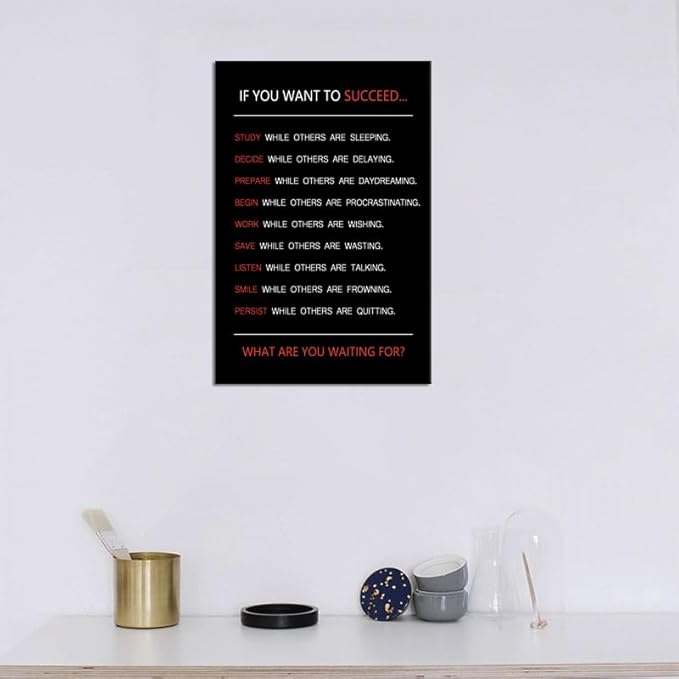 Inspirational Canvas Wall Art If You Want to Succeed Motivational Painting Positive Entrepreneur Quotes Poster Success Pictures Print Wall Decor Artwork for Living Room Office Framed [18''Wx 12''H]