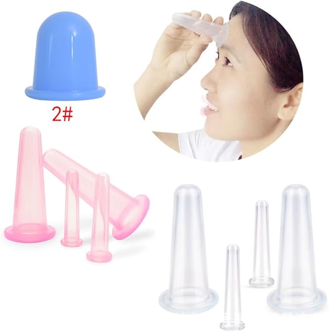4Pcs Massage Cupping Set Silicone Mini Facial Cups Face Massager Helper Skin Care Neck Back Eyes Massaging Cup Safe to Use, Don't Worry About Burns Health Care Products (Green)
