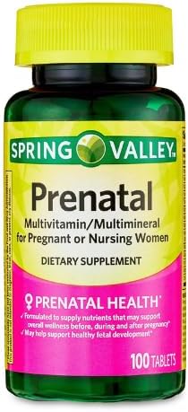 Spring Valley Prenatal Multivitamin/Multimineral for Pregnant and Nursing Women Dietary Supplement Tablets, 100 Count +Sticker, Dri Store.