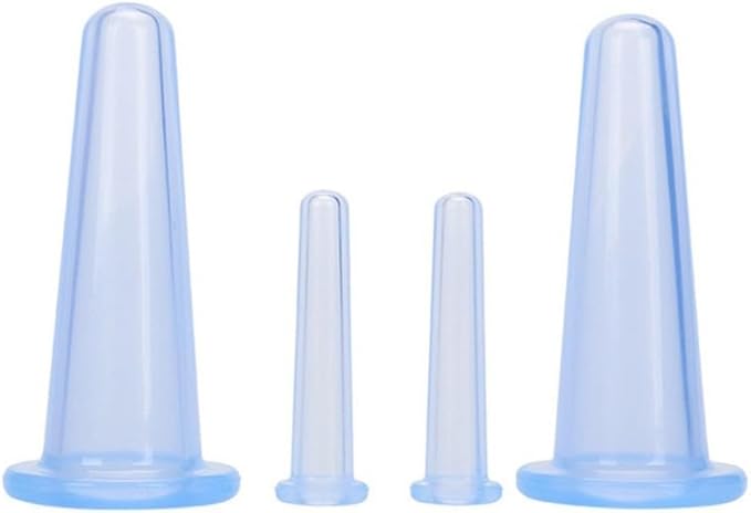 4Pcs Massage Cupping Set Silicone Mini Facial Cups Face Massager Helper Skin Care Neck Back Eyes Massaging Cup Safe to Use, Don't Worry About Burns Health Care Products (Pink)