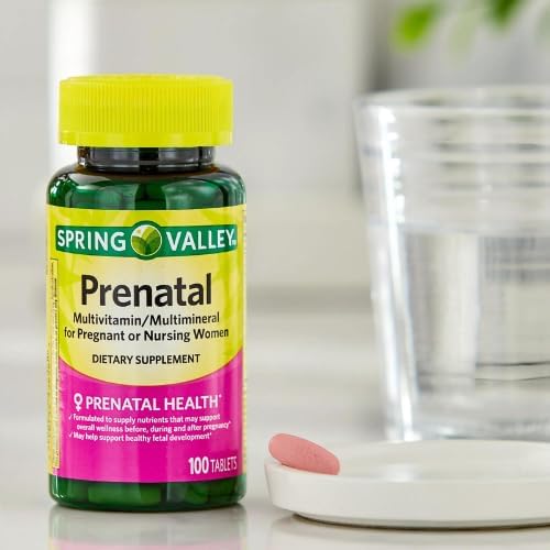 Spring Valley Prenatal Multivitamin/Multimineral for Pregnant and Nursing Women Dietary Supplement Tablets, 100 Count +Sticker, Dri Store.