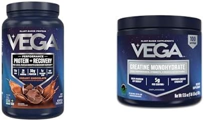 Vega Creatine Monohydrate Powder 17.6oz (100 Servings) Sport Protein & Recovery Chocolate Protein Powder 1.8lbs - Plant-Based Protein and Muscle Support