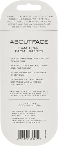 About Face Fuzz-Free Facial Razors - 3 Beauty Groomers for Hair Removal, Ideal for Shaving, Exfoliating, Dermaplaning and Brow Shaping, Japanese Steel Gently Removes Facial Hair