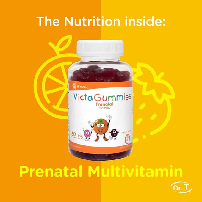 Dr. T Prenatal Gummies for Expectant Moms 180g - Berry & Orange Flavor - Healthy Pregnancy - Proper Baby Growth - Prenatal Nutrition - 60 Pectin Gummies (1)