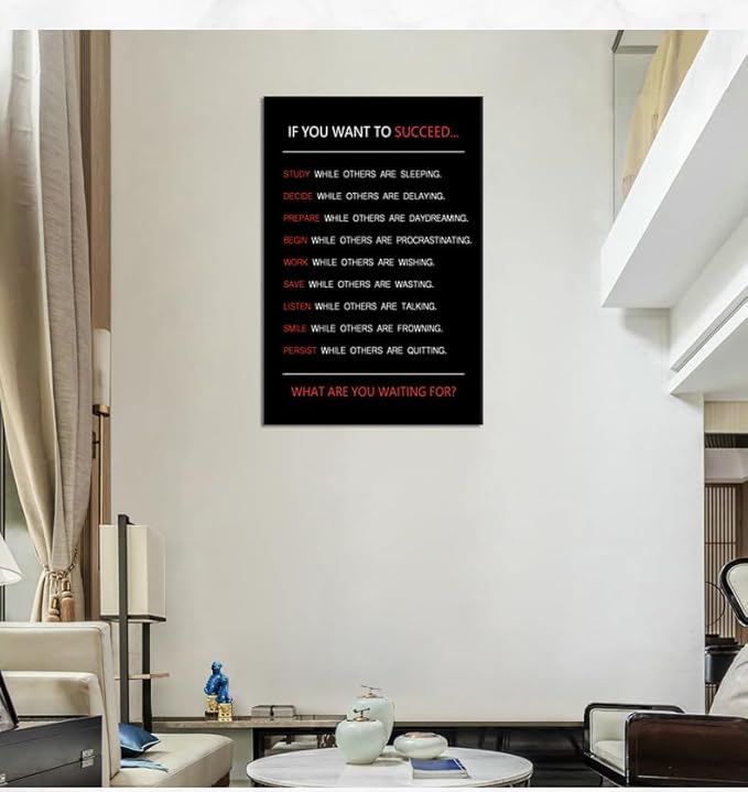 If You Want to Succeed Motivational Wall Art for Office Inspirational Painting Positive Entrepreneur Quotes Canvas Poster Pictures Print Wall Decor Artwork for Living Room Framed [24''Wx 36''H]