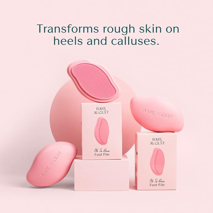 Bare August Glass Foot File Callus Remover- Heel Scraper & in Shower Foot Scrubber Dead Skin Remover - Pedicure Foot Buffer for Soft Feet
