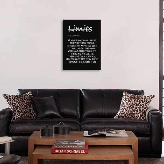 Motivational Wall Art ‘There are no limits’ from Bruce Lee's Printed Modern Artwork Inspirational Quotes Poster Canvas for Office living room Bedroom Home Decor Framed Ready to Hang[30" W X 40" H]