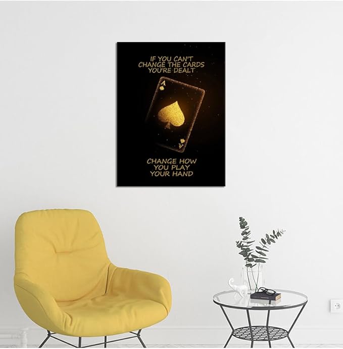 Poker Motivational Poster Ace of Spades Game Inspirational Wall Art Quotes Wall Decor for Living Room Bedroom Office Bathroom Canvas Print Artwork Framed Art Decoration Ready to Hang [18''Wx 24''H]