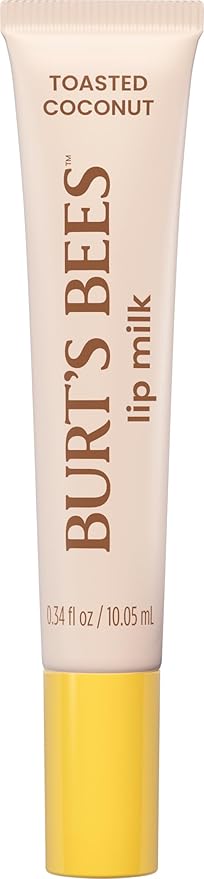 Burt’s Bees Lip Milk, Daily Lip Moisturizer, Toasted Coconut, Vitamin Enriched Moisturizing Lip Balm with Almond Milk and Jojoba Oil, Hydrating for Softer Lips, 1 Tube, 0.34 Fl Oz