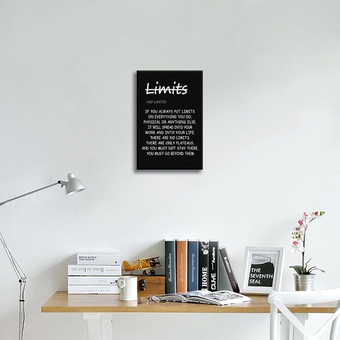 WYJDFART Motivational Wall Art ‘There are no limits’ from Bruce Lee's Inspirational Canvas Poster Printed Modern Artwork for Office living room Bedroom Home Decor Framed Ready to Hang [12" W X 18" H]