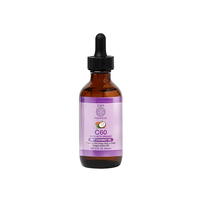 C60 Power - MCT 2-oz.- Organic MCT Coconut Oil, 2 Fl Oz, 99.99% Pure Carbon Fullerenes, Lift Oxidative Burden, Optimize Mitochondrial Function