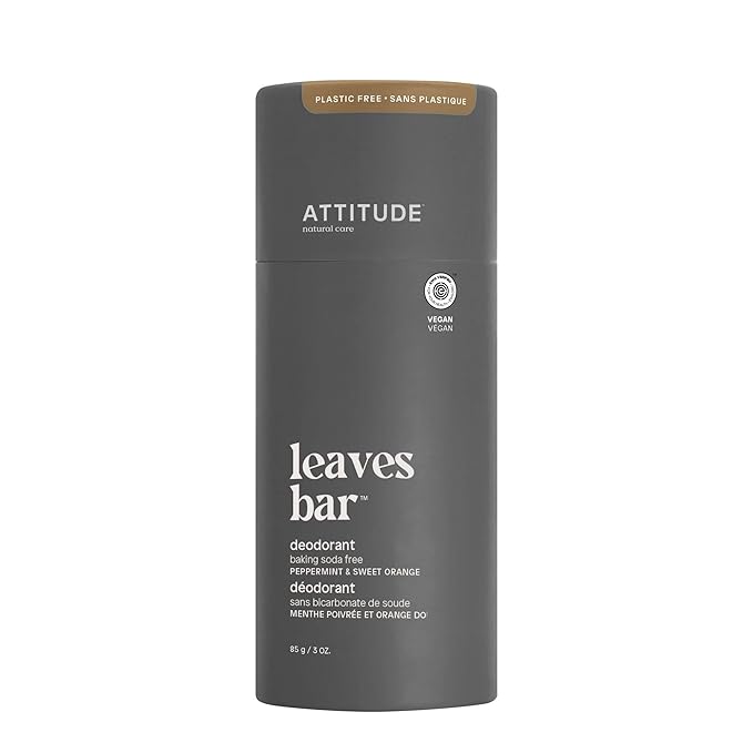 ATTITUDE Natural Deodorant, Aluminum-free, Odor Control & Long Lasting, Nourishing Ingredients, Castor, Jojoba Oils, Baking Soda-free, EWG Verified, For Men & Women, Peppermint & Sweet Orange, 3 Oz