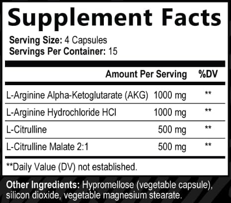 Nitric Oxide Booster 3000mg with L-Arginine, L-Citrulline - Pre-Workout Supplement for Muscle Growth, Stamina, Energy, Pumps, Vascularity - Non-GMO - 60 Capsules