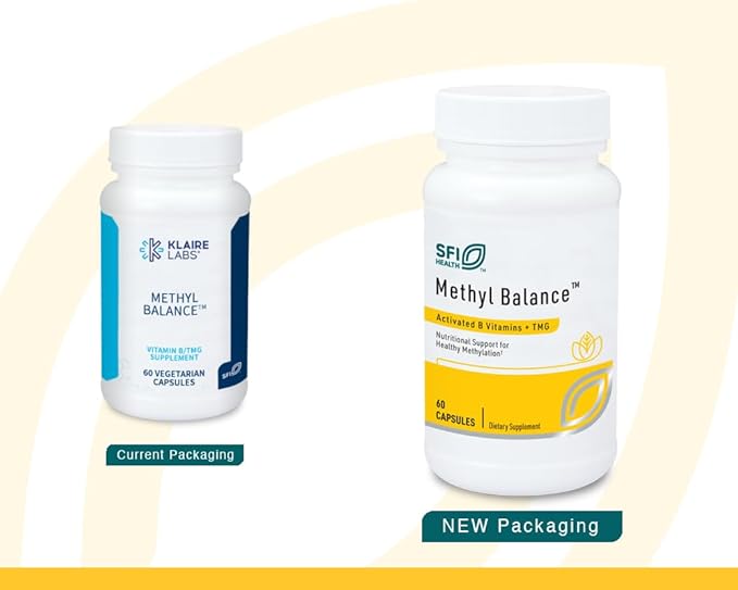 Klaire Labs SFI Health Methyl Balance - Activated Vitamin B + Trimethyglycine Supplement - Metafolin Methyl Folate, Betaine TMG, Vitamin B2, B6 & 12 - Support Healthy Energy Levels (60 Capsules)