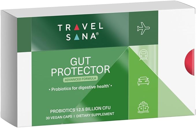 Gut Protector Advanced | Supports Digestive Health During Travel | Probiotics for Gut Health and Immune Function | Travel Essential Formula | 12.5 Billion CFU | 30 Servings (Veg Caps)