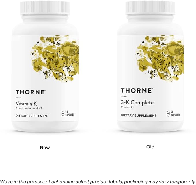 THORNE - Vitamin K (Formerly 3-K Complete) - Vitamins K1 and K2 (as MK-4 and MK-7) - Supports Strong Bones* - 60 Capsules