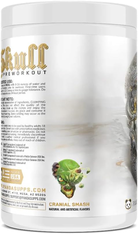 Underground Bio Labs/Panda Supps Skull Nootropic Pre Workout,3 Caffeine Sources for Tunnel Vision Focus, Massive Pumps, Unparalled Energy (40 Scoops) (Cranial Smash) (Lemon Lime Refresher)
