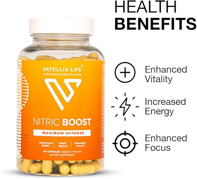 Nitric Boost - Nitric Oxide Supplement for Men | High Absorption Formula | 100% Natural Ingredients | Best Nitric Oxide Booster | Increase Blood Flow | 2 Month Supply