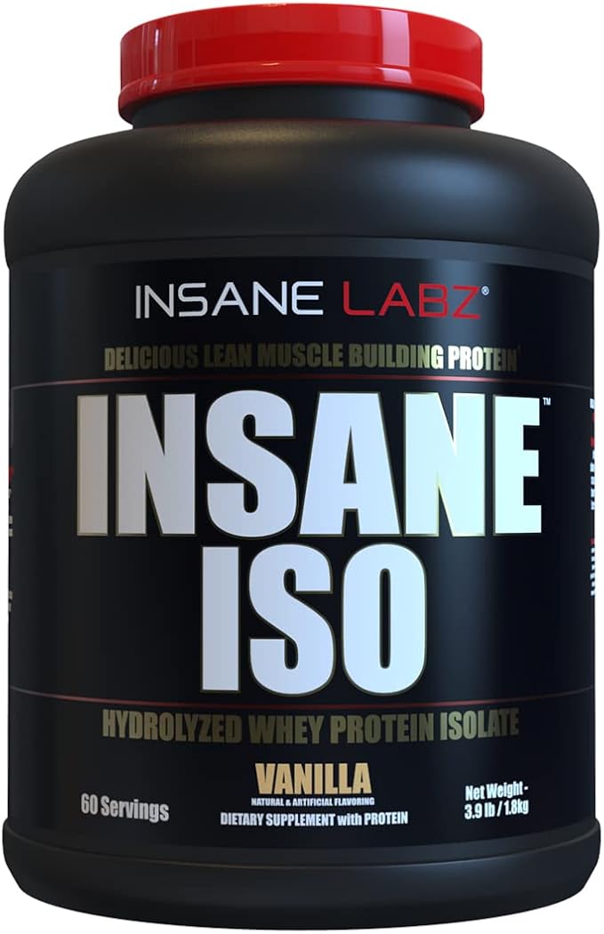 Insane Labz Insane ISO Whey Protein Powder Featuring 25g of Hydrolyzed Whey Isolate, 60 Servings, Vanilla