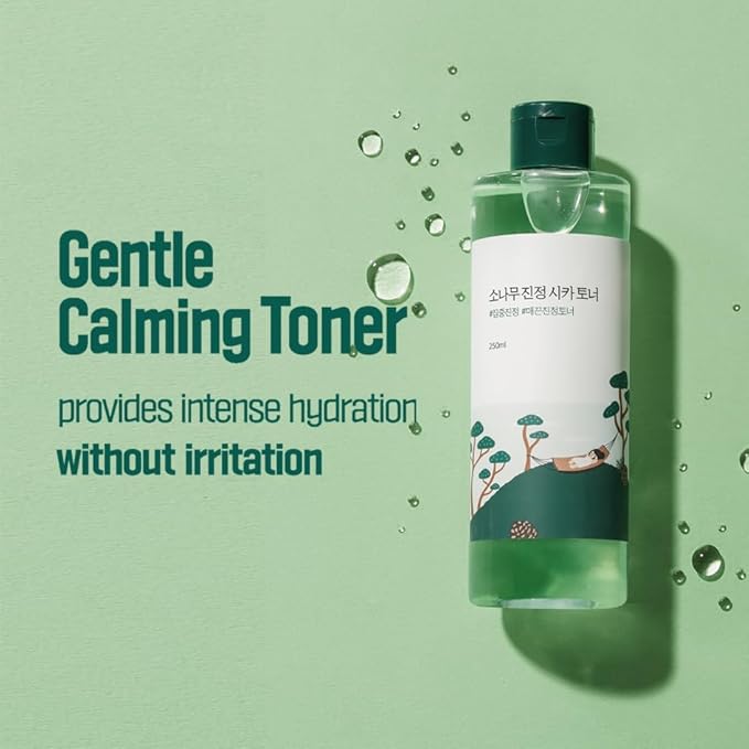 ROUND LAB Pine Calming CICA Toner 8.45 Fl Oz, Low-Acidic Hydrating Toner for Face with Pine CICA, BHA + LHA, and Hyaluronic Acid for Soothing, Exfoliating, and Restoring Skin Balance, Korean Skincare