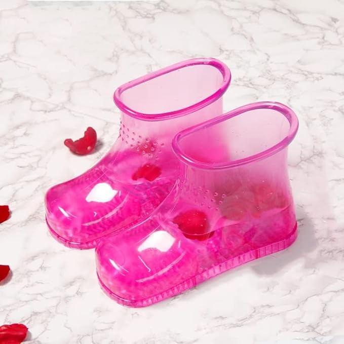 Movable Foot Soaker, Portable Feet Soaking Tub Massage Foot Bath Shoes, Bath Massager Basin Pedicure Feet Spa Shoes for Thermal Massage to Promote Blood Circulation (Large High, Red)