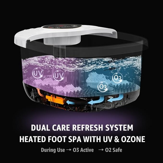 closewave Foot Spa Bath Massager with Heat, Shiatsu Rollers, UV & Ozone Bubbles - Includes Tea Tree Oil Epsom Salt, Relieves Stress and Foot Pain - Home Pedicure Soak Tub Gift for Women/Men, Mom/Dad