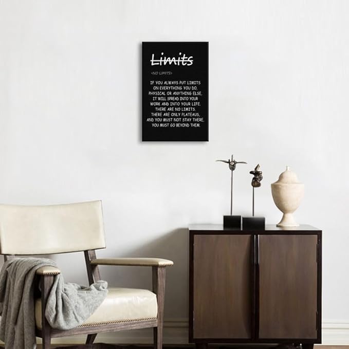 WYJDFART Motivational Wall Art ‘There are no limits’ from Bruce Lee's Inspirational Canvas Poster Printed Modern Artwork for Office living room Bedroom Home Decor Framed Ready to Hang [12" W X 18" H]