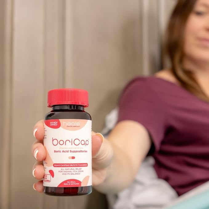 BoriCap - Boric Acid Suppositories for Women - 600 mg - Vaginal Health & Balance, Itch & Odor - Natural Relief - Feminine Care - Feminine Hygiene Products - Made in USA by Heale - 90 Capsules
