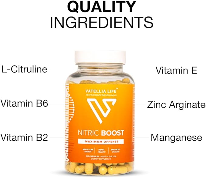 Nitric Boost - Nitric Oxide Supplement for Men | High Absorption Formula | 100% Natural Ingredients | Best Nitric Oxide Booster | Increase Blood Flow | 2 Month Supply