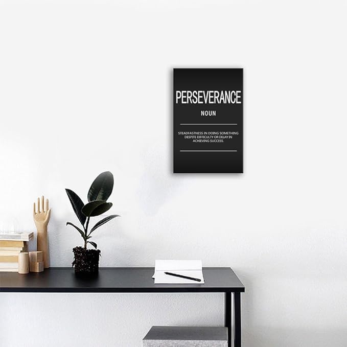 Motivational Canvas Wall Art Perseverance Noun Inspirational Posters and Prints Inspirational Painting Artwork Modern Inspiring Office Living Room Gym Decor Framed Ready to Hang[12" W X 18" H]