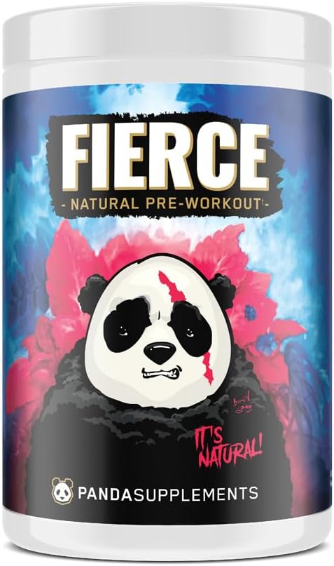Panda Supps Fierce: Natural Pre-Workout with Zero Artificial Ingredients and 300mg Naturally Sourced Caffeine for Clean Energy and Focus (30 Servings)(Fierce Berry)